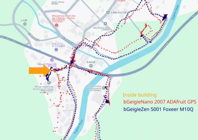 GPS compared bGeigieNano and bGeigieZen.