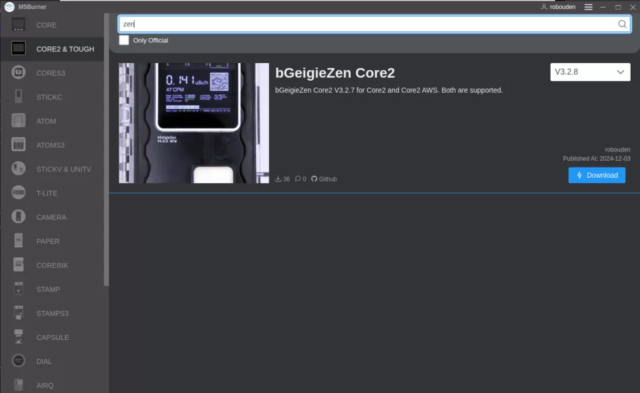 V3.2.8 M5Burner bGeigeZen Core2